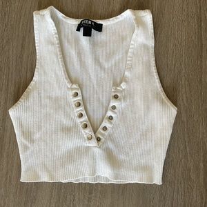 White crop top with 5 button detail